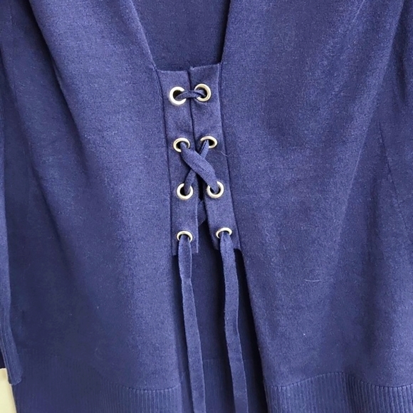 NY & Co. Navy cardigan with lace up back Size: M - Picture 5 of 7